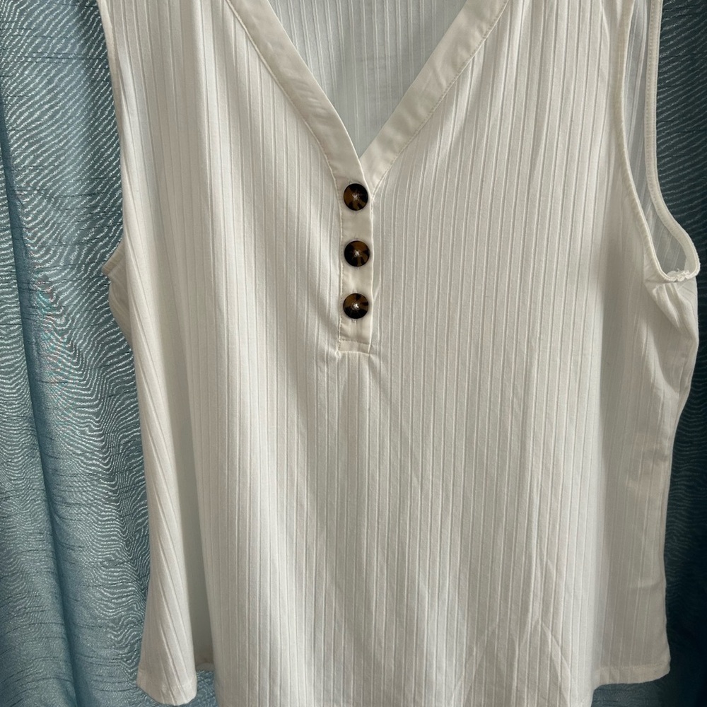 Ricki's Ivory Sleeveless Tank with Button Accents